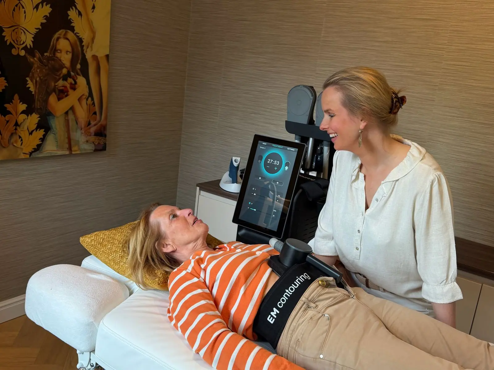 Jessica tijdens een Body Sculpting behandeling